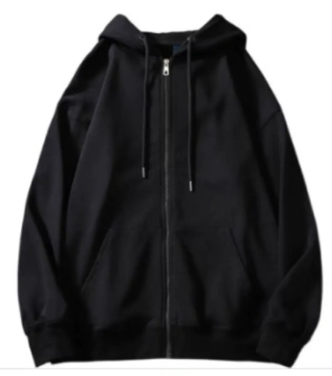 Plain black zip-up hoodie
