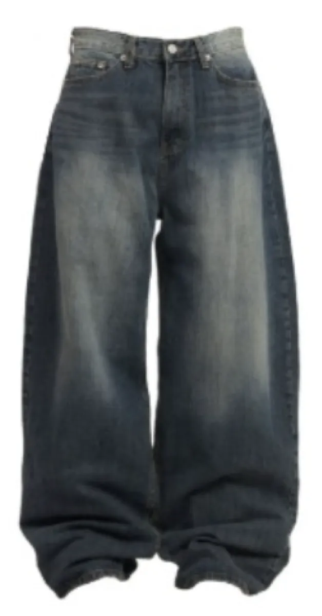 Dark blue baggy faded jeans