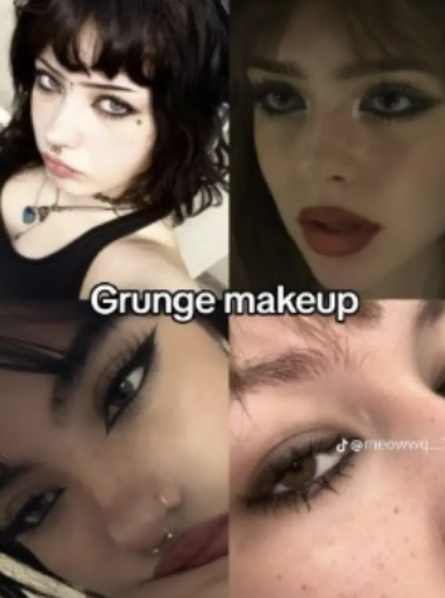 Grunge make-up collage showing various smudged eye looks