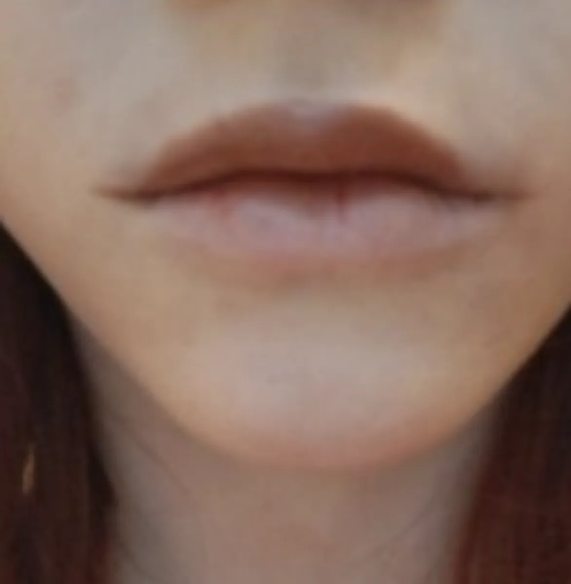 Close-up of natural rounded top-lip makeup look